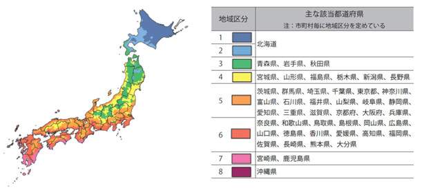 省エネ基準の地域区分